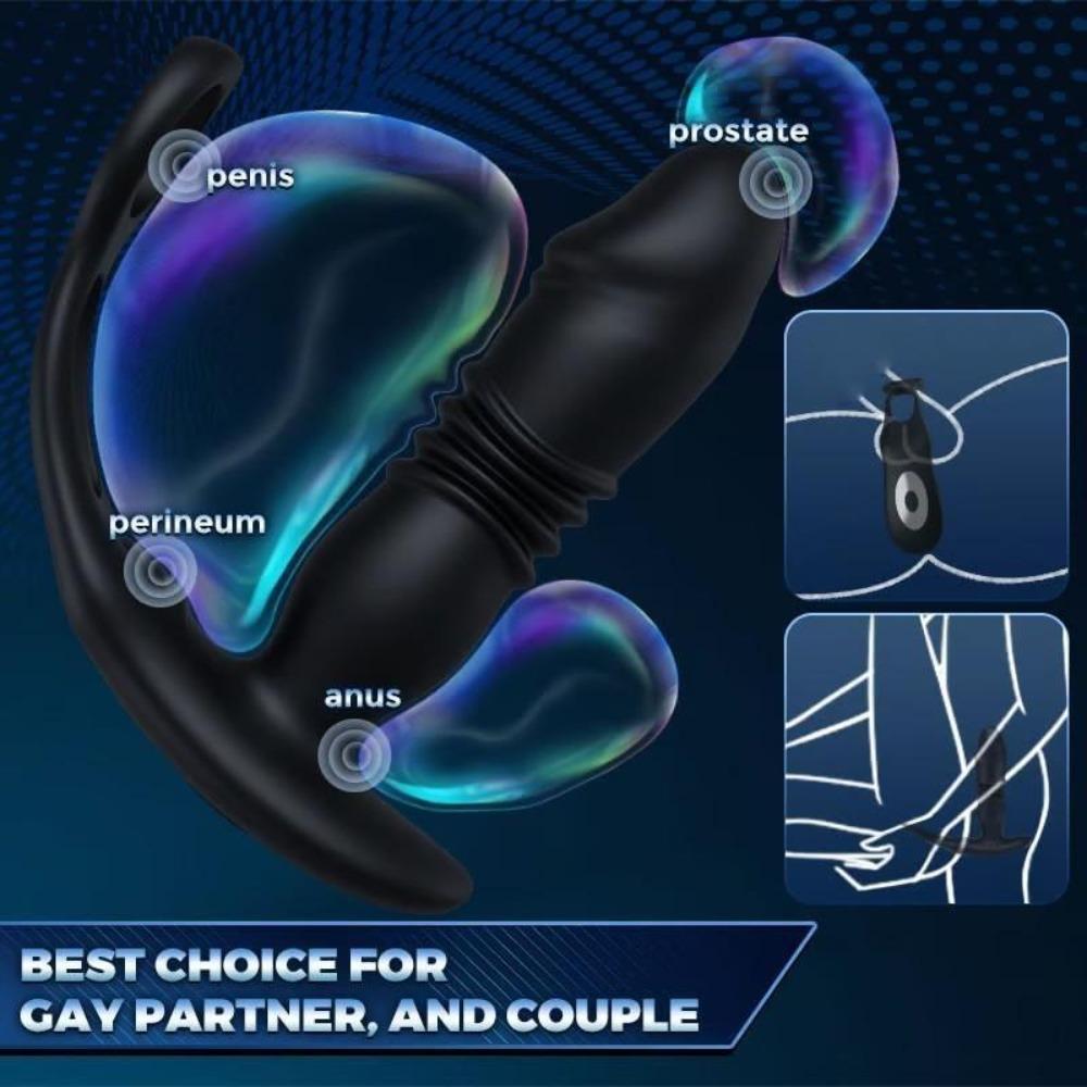 Male Sex Toys Prostate Massager 4 In 1 Vibrating Cock Ring Penis Ring with Remote Control 7 Patterns G Spot Vibrator Adult Sex Toys for Couples