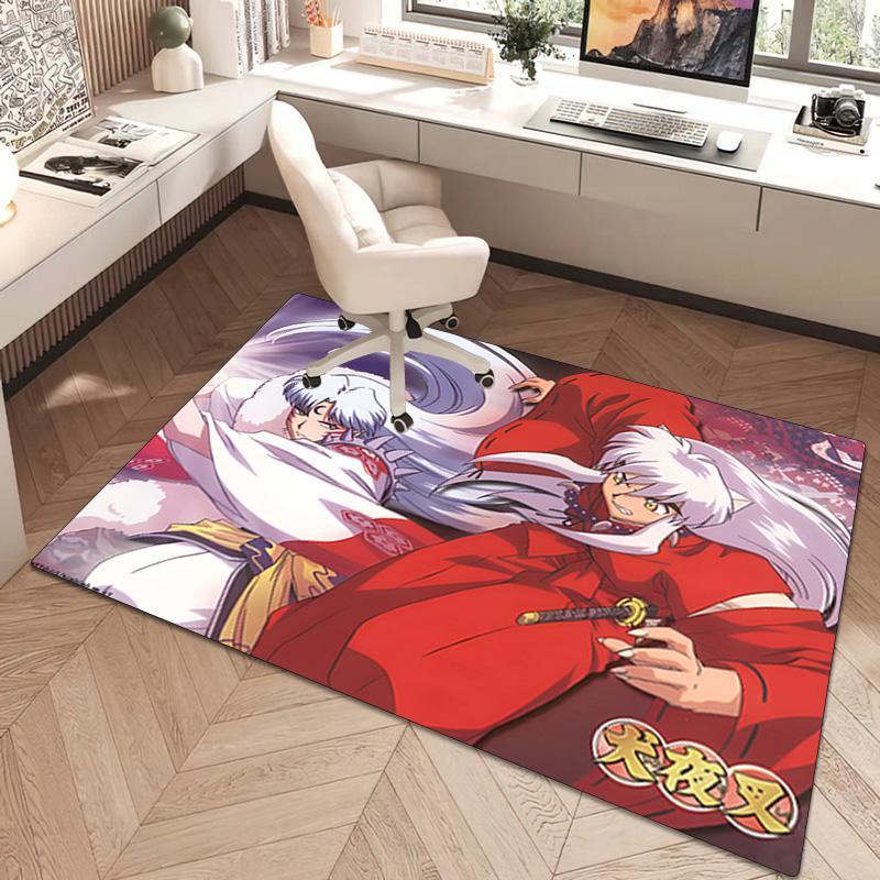 Inuyasha Vs Sesshomaru Carpet Office Decorative Carpet For Living Room Bedroom Door Mat Floor Rug Computer Chair Area Rug holiday gift