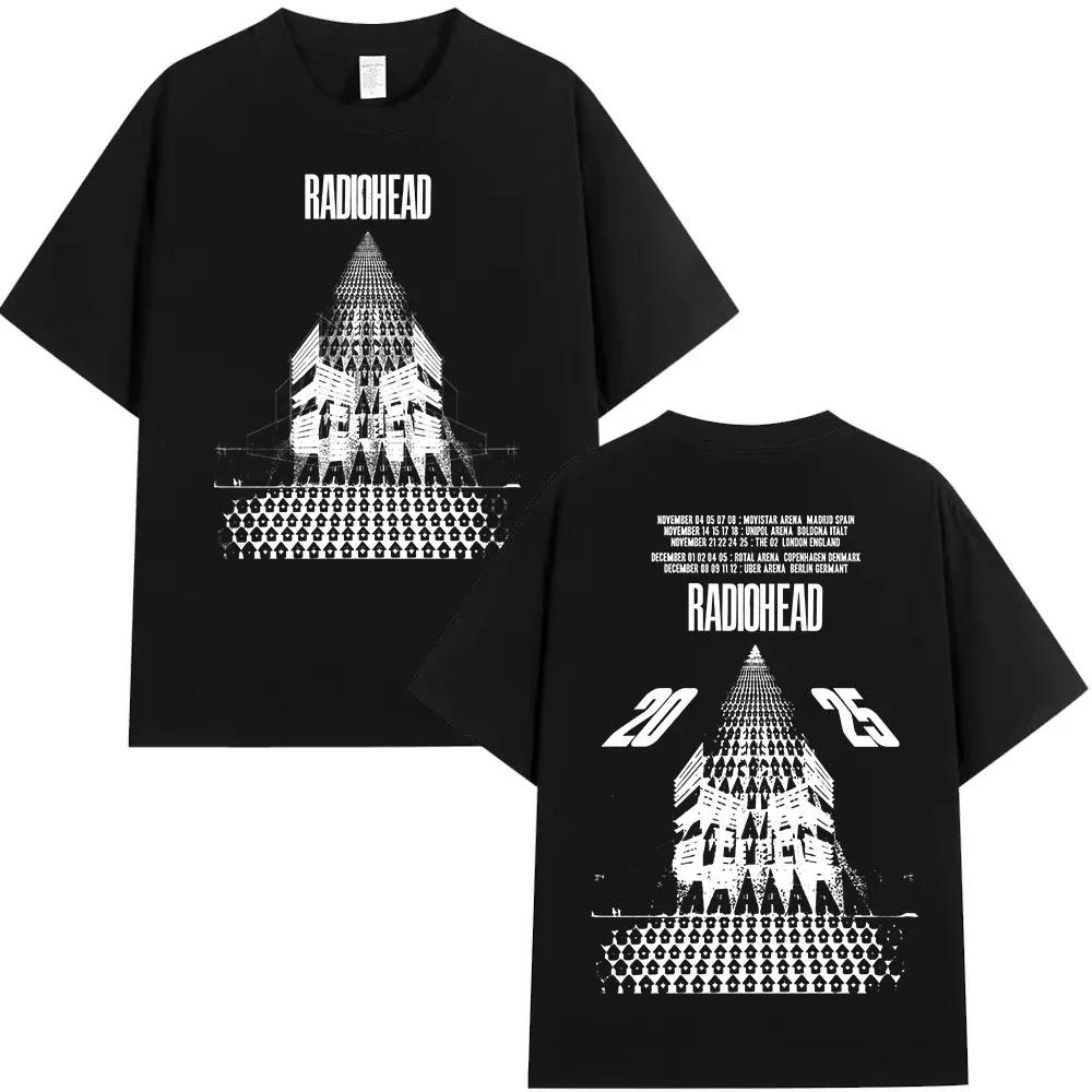 Radiohead Return To The Road European Tour T Shirts Fashion Rock Band Tshirt Unisex Wounisex Cotton Oversized Tshirt Streetwear Black