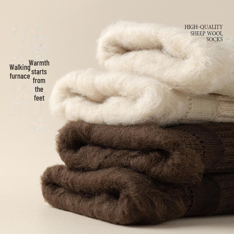 Женские ультратолстые шерстяные носки выше колена - бархатная подкладка для тепла