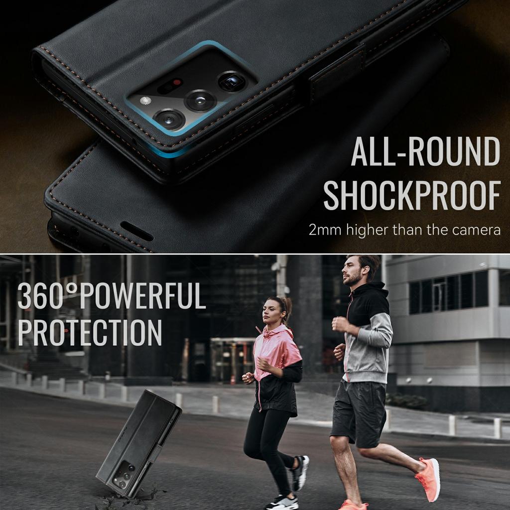 CASEME 033 Series For Samsung Galaxy Note20 Ultra 5G/Note20 Ultra Case RFID Blocking Wallet Stand Calf Texture Leather Phone Cover