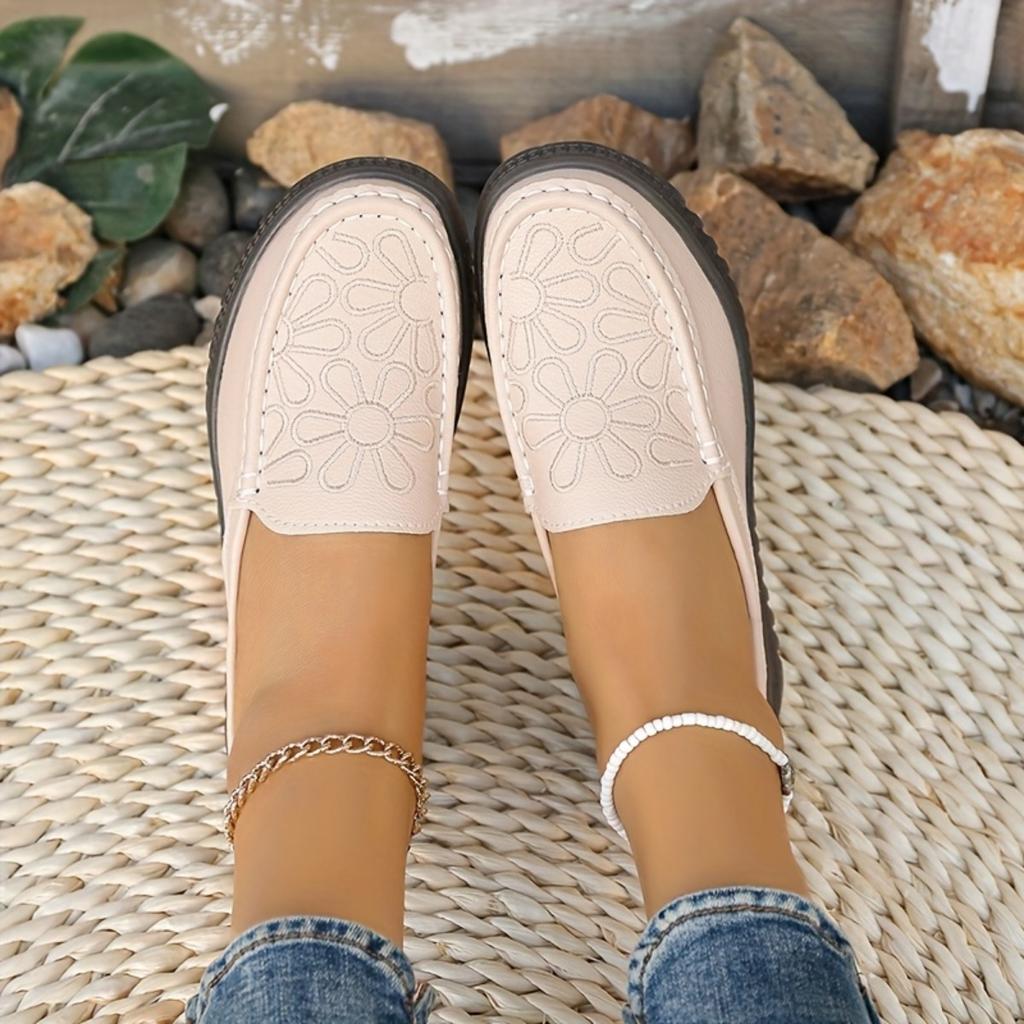 Women's Solid Color Embroidery Mule Shoes, Fashion Hundreds of Flat Shoes, Non-slip Comfortable Casual Women's Shoes