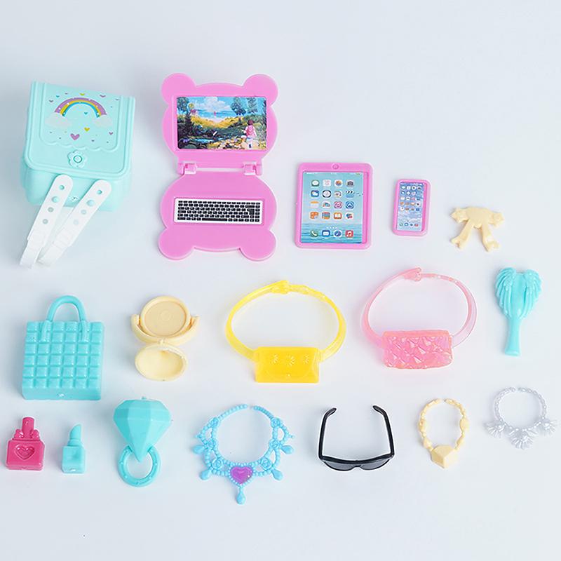 1/12 Dollhouse Mini Doll Play House Supplies Dollhouse Simulation Doll Necklace Computer Phone Purse Toy Accessories Props