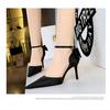 Bigtree Sexy High Heels 8cm Women's Silk Shallow Mouth Pointed Head Straight Line Sandals with Bowknot
