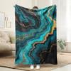 Абстрактное искусство Флисовое одеяло Бирюзово-синий Золотой мраморный дизайн Мягкий Дышащий Всесезонный Роскошный плед для домашнего декора Подарок