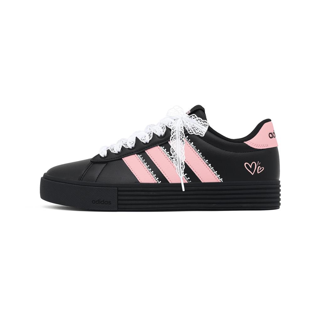 Adidas Daily Shell Head, Lace Leather Lightweight Low top Skateboard Shoes Unisex Pink 4.0 KH8004(Team2163--BOXS)