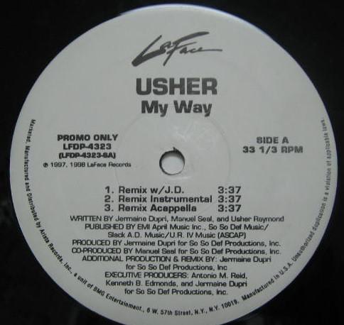 12-дюймовая пластинка USHER - My Way LFDP4323PROMO LaFace Records 1998 США Рэп и хип-хоп/R&B Б/У