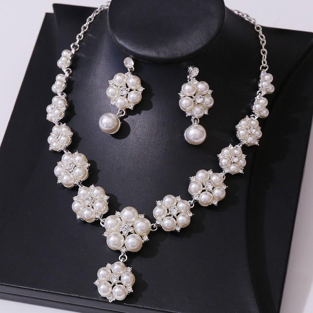 Exquisite Claw Chain Jewelry Set Luxury Necklace Earrings Set Pearl Necklaces Earrings Women