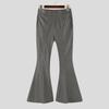 INCERUN Men Zipper Waist Solid Color Casual Long Flare Pants Trousers