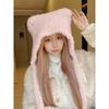 Bear Ears Woolen Knitted Hat for Women In Winter  Showing Face Small Plush  Cute Ear Protection  Warm Big Headband Cold Hat