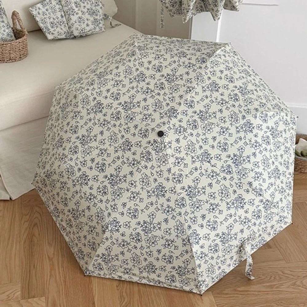 Sun Protection Retro Floral Umbrella Handheld UV Protection Sun Rain Umbrella Rain Protection Windproof Dual-Purpose Umbrella