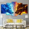 5 Pieces Abstract Animal Fire and Water Wolf Canvas Painting Posters and Prints Wall Art Pictures for Living Room Decor No Frame