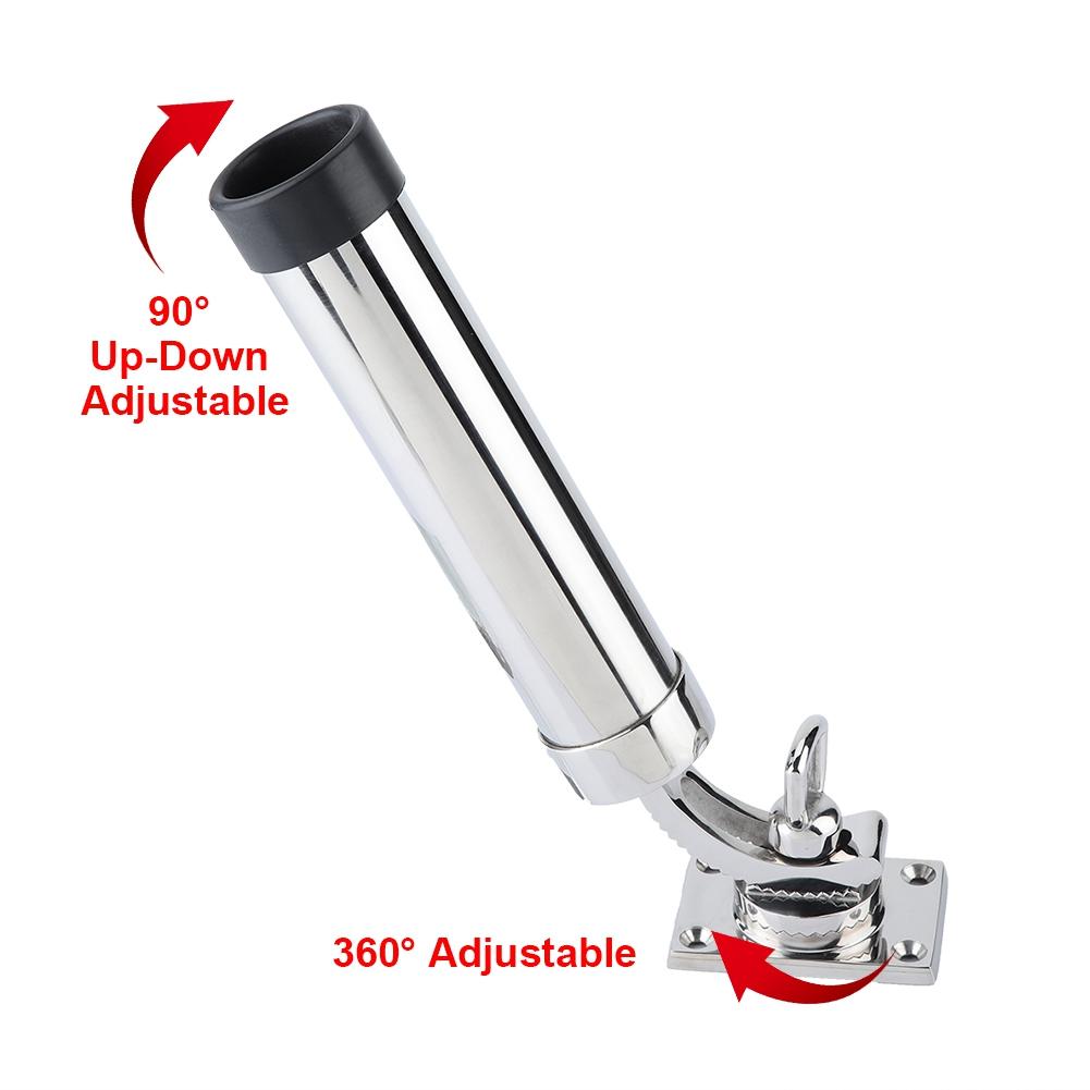 Stainless Steel 360 Degrees Rotation Marine Boat Fishing Rod Holder Rack Support Accessory
