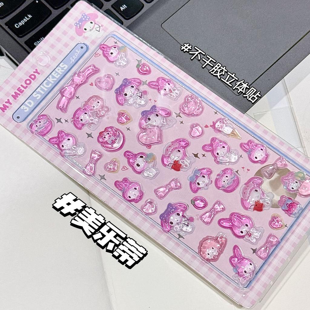 Кавайные Хелло Китти Куроми Синнаморолл 3D Стикеры Sanrio Аниме Прозрачный Желе Кристалл Декоративный Стикер Телефон DIY Детская Игрушка