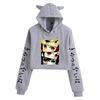 Demon Slayer Japanese Anime Cat-Themed Women's Two-Piece Crop Top & Shorts Set