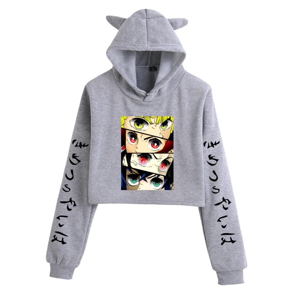 Demon Slayer Japanese Anime Cat-Themed Women's Two-Piece Crop Top & Shorts Set