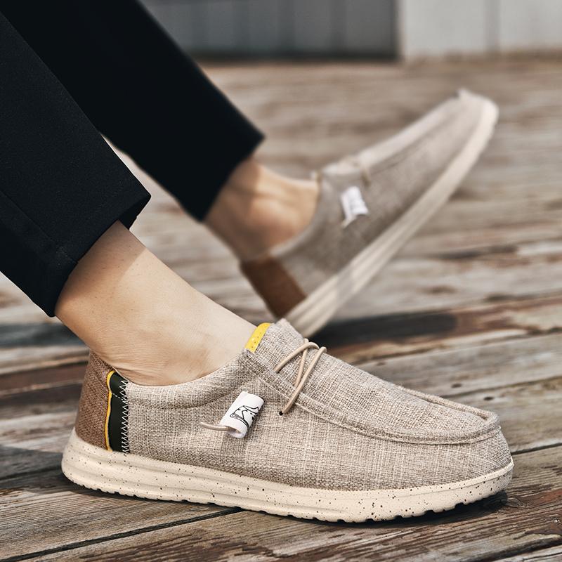 Размер 48 Мужская повседневная обувь Слипоны Холщовые лоферы Удобные плоские туфли для ходьбы для мужчин Нескользящие мягкие мокасины Кроссовки Летние лоферы