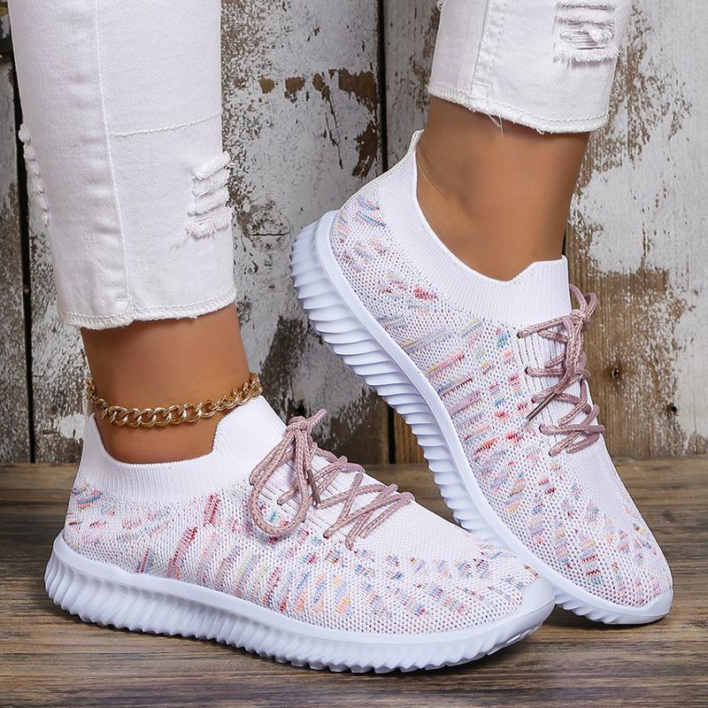 Lucyever Women's Colour Knitted Loafers Autumn Lightweight Breathable Soft Sole Flats Shoes Women Non Slip Walking Shoes Size 43