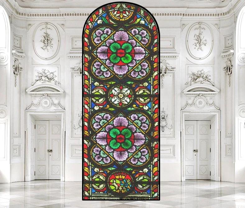 Пленка для конфиденциальности окон в церковном стиле, витражные наклейки на окна, статические цепляющиеся декоративные матовые оконные пленки, индивидуальный размер
