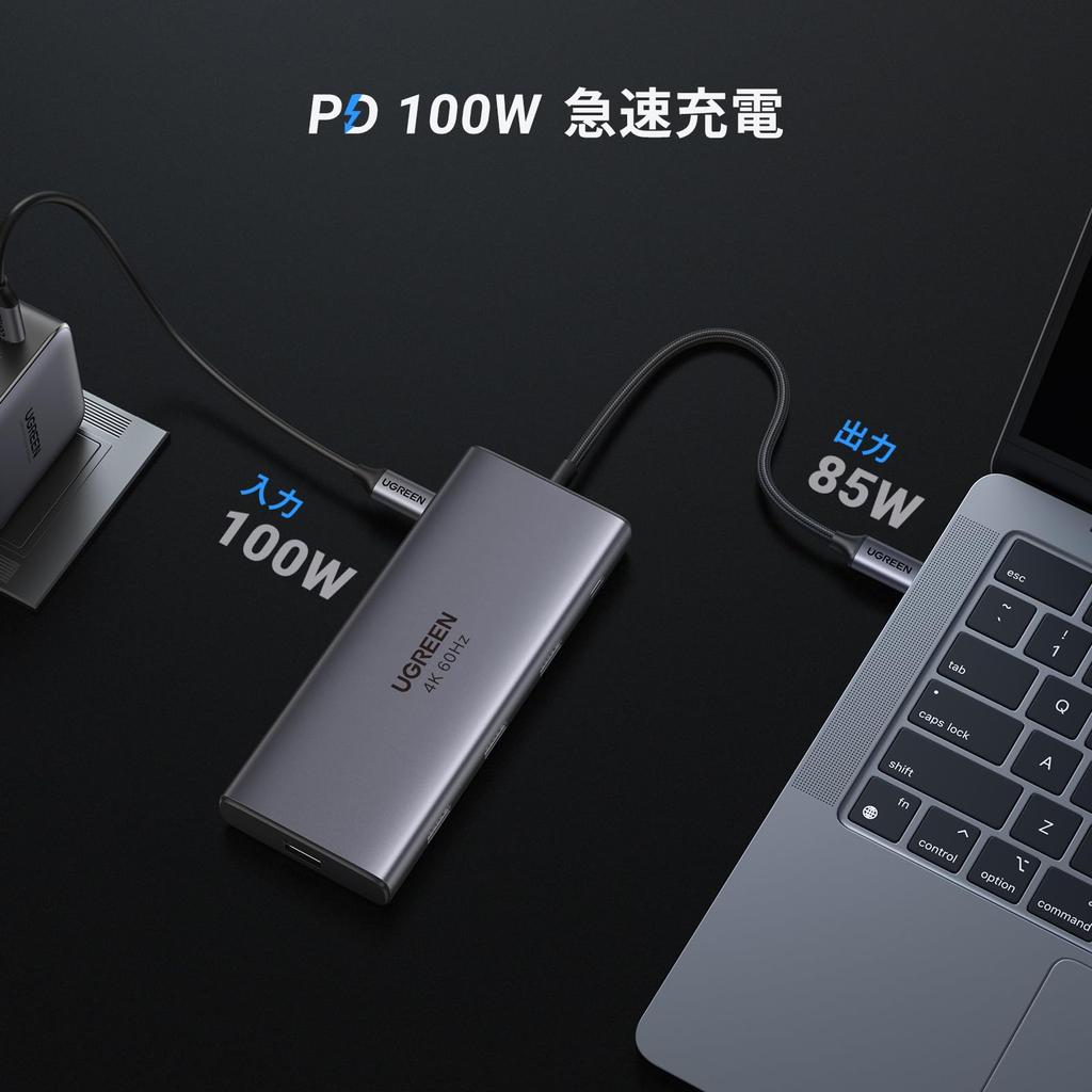 Ugreen Revodok Pro C Hub 9 In 1 10Gbps High Speed Transfer Port HDMI Output 100W PD Fast Charging 1Gbps Ethernet with Card Reader Compatible with