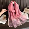 Thin Butterfly Embroidery Scarf Pearl Women Hijab Shawls Elegant Silk Scarf  Lady