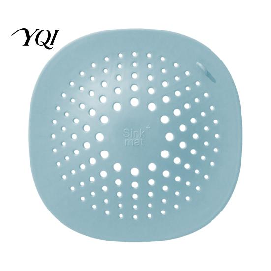 TPR Drain Filter Kitchen Sink Strainer Mat with Suction Cup, Food Residue & Hair Accessory Catcher Floor Cover, Anti Clogging Mesh for Bathroom