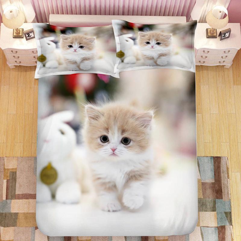Супер милый комплект постельного белья для детей с котятами Kawaii Girl Quilt Cove King Queen Size Cat Animal 2/3 шт. полиэстеровый пододеяльник (Нет листа)