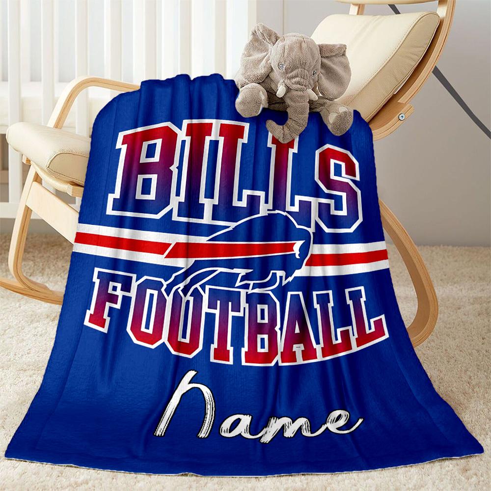 Buffalo Bills Football Personalized Text Blanket Multi-purpose Customizable Blanket Durable Comfort Great for Sofa Office Chair Nap Living Room