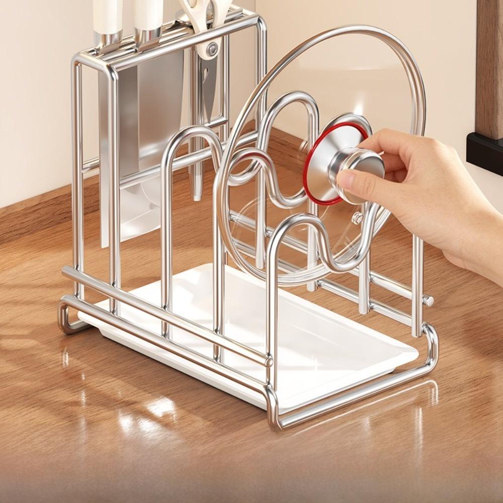 Rustproof Cutting Board Holder Stainless Steel Pot Lid Stand New Pot Lid Rack For Cabinet