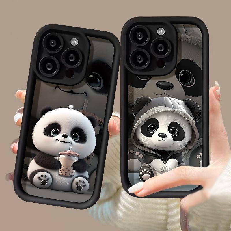 Cute Panda Phone Case for Motorola Moto G32 G52 G35 G30 G34 G85 G54 E22 G15 G05 E14 E40 E32 Matte Soft Camera Protective Couqe