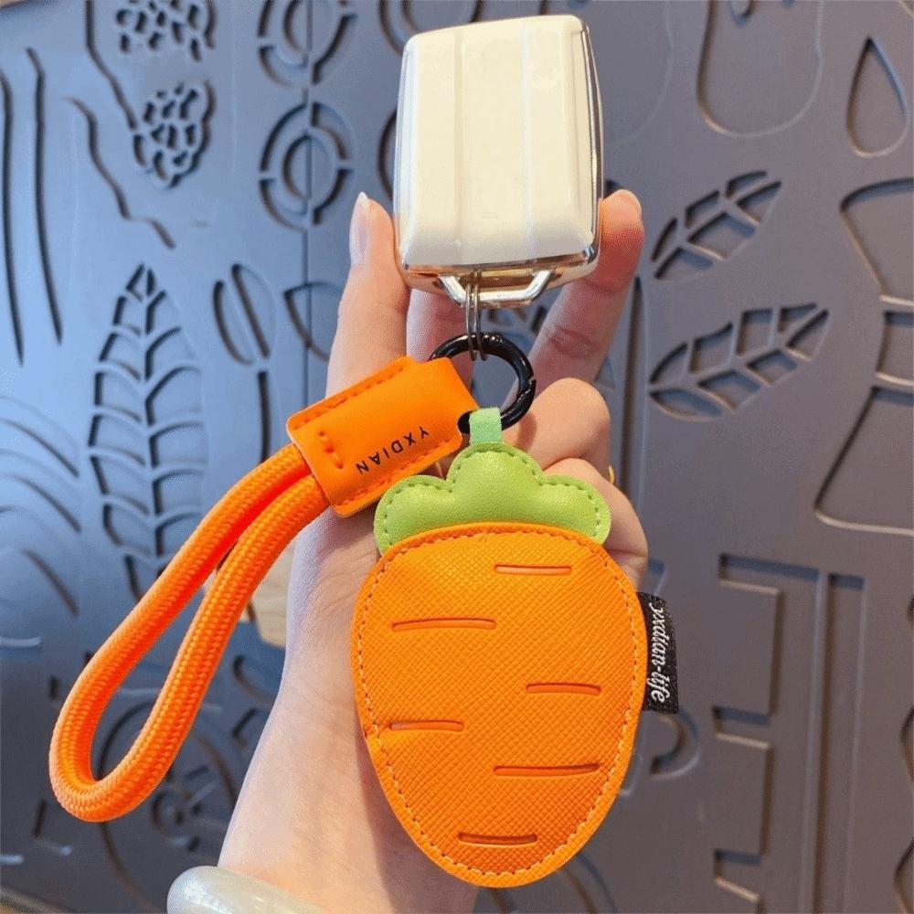 Eggplant Vegetable Keychain Carrot Car Keyring Cute PU Leather Bag Pendant  Girl/Boy