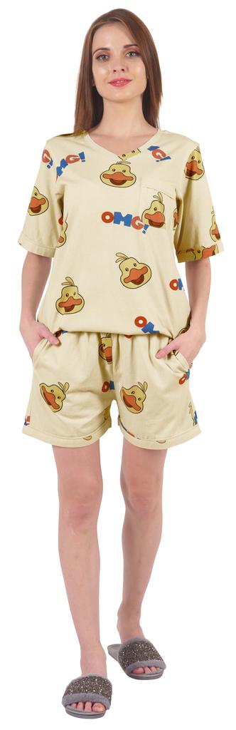 Inkmeso Printed Nightwear Shorts Set For Women Top And Short Sleepwear Sets 2