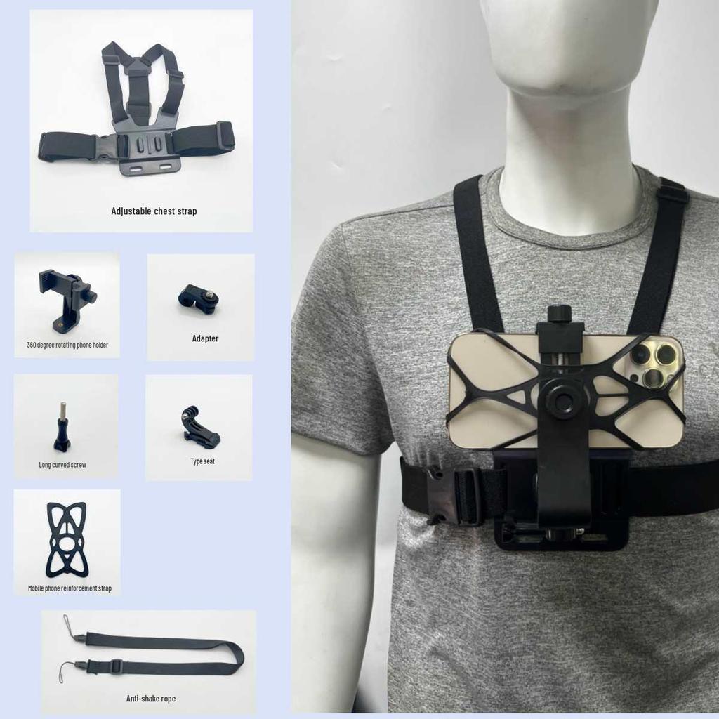 Outdoor Chest Strap Phone Mount for Vlog and Fishing