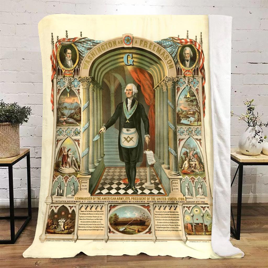 1PC Freemason Poster Masonic Symbols Soft Comfortable Throw Blanket Suitable All Seasons Great Gift Idea Home Office Travel
