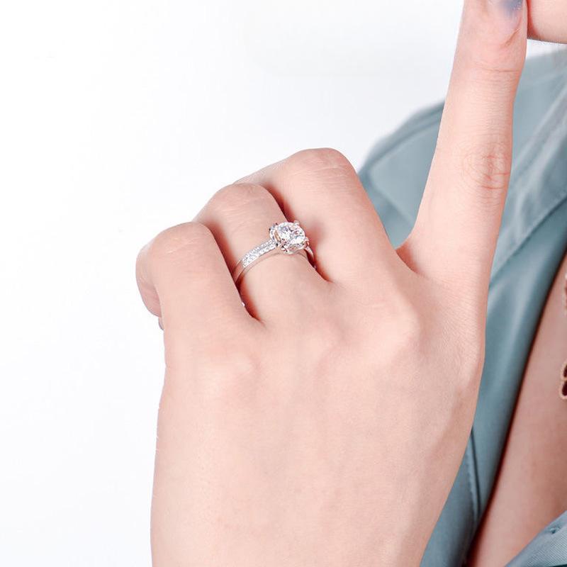 Moissanite Bullhead Carat Female Ring S925 Sterling Silver Affordable Luxury Fashion Design Opening Ring Ornament