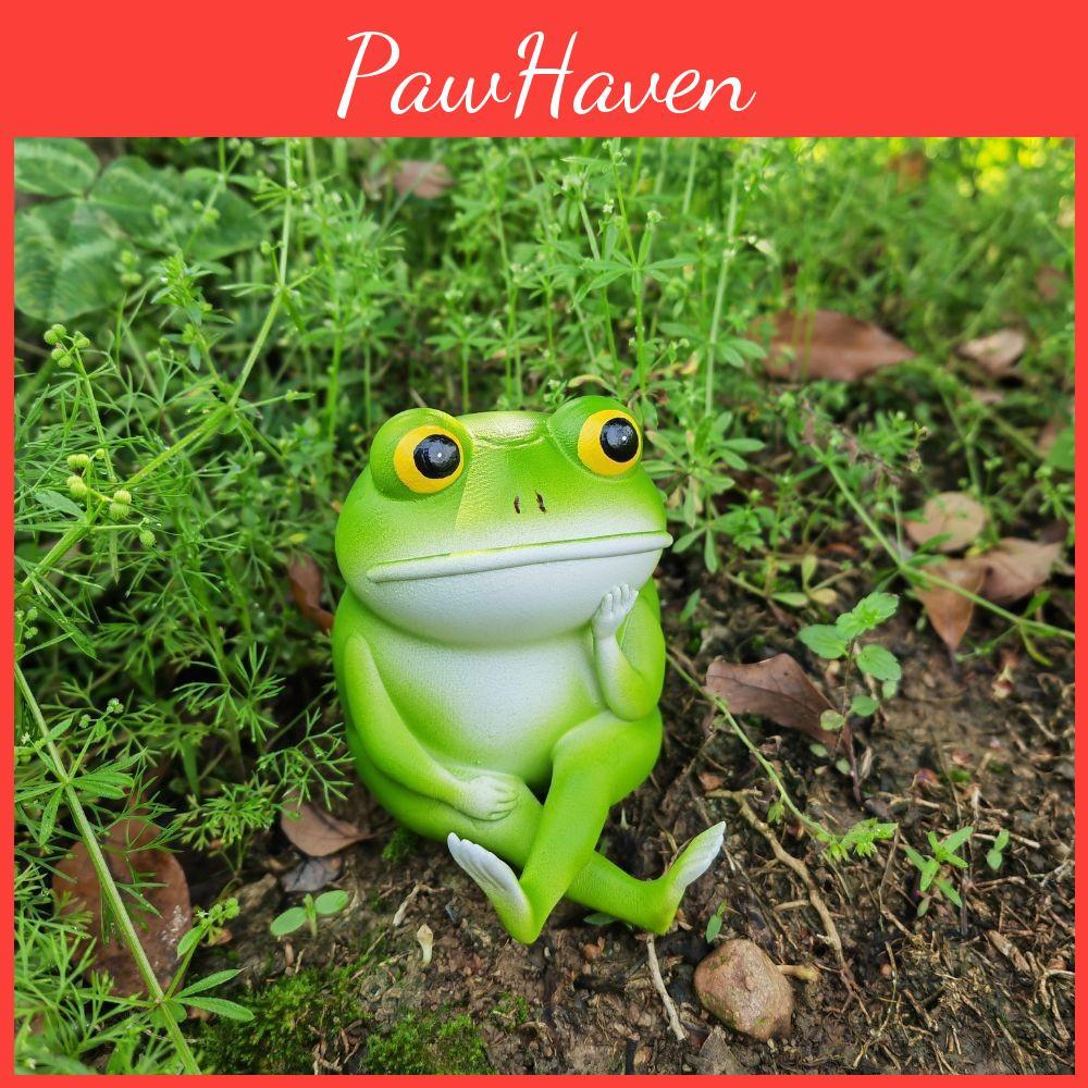 Очаровательная Задумчивая Лягушка Садовая Статуя Скульптура Для Украшения Дома и Рабочего Стола из Смолы