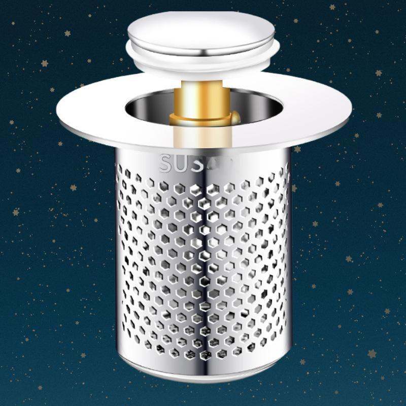 Всплывающий слив для раковины с сеткой-фильтром и заглушкой против запаха