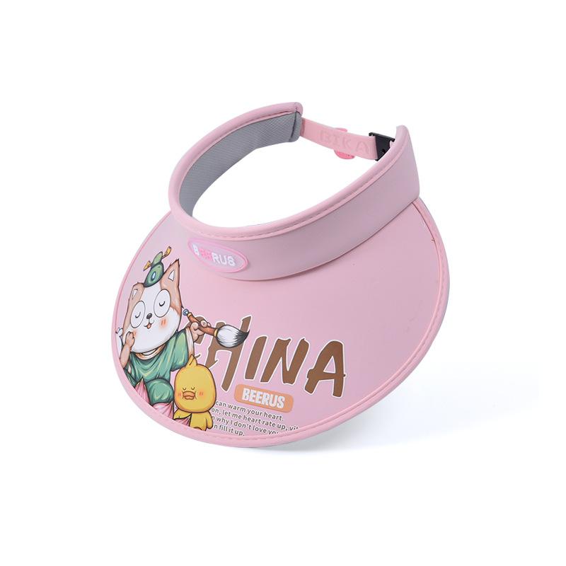 1105 summer children's hats male and female babies outdoor sunshade sunscreen hat cartoon cute big brim empty top sun hat