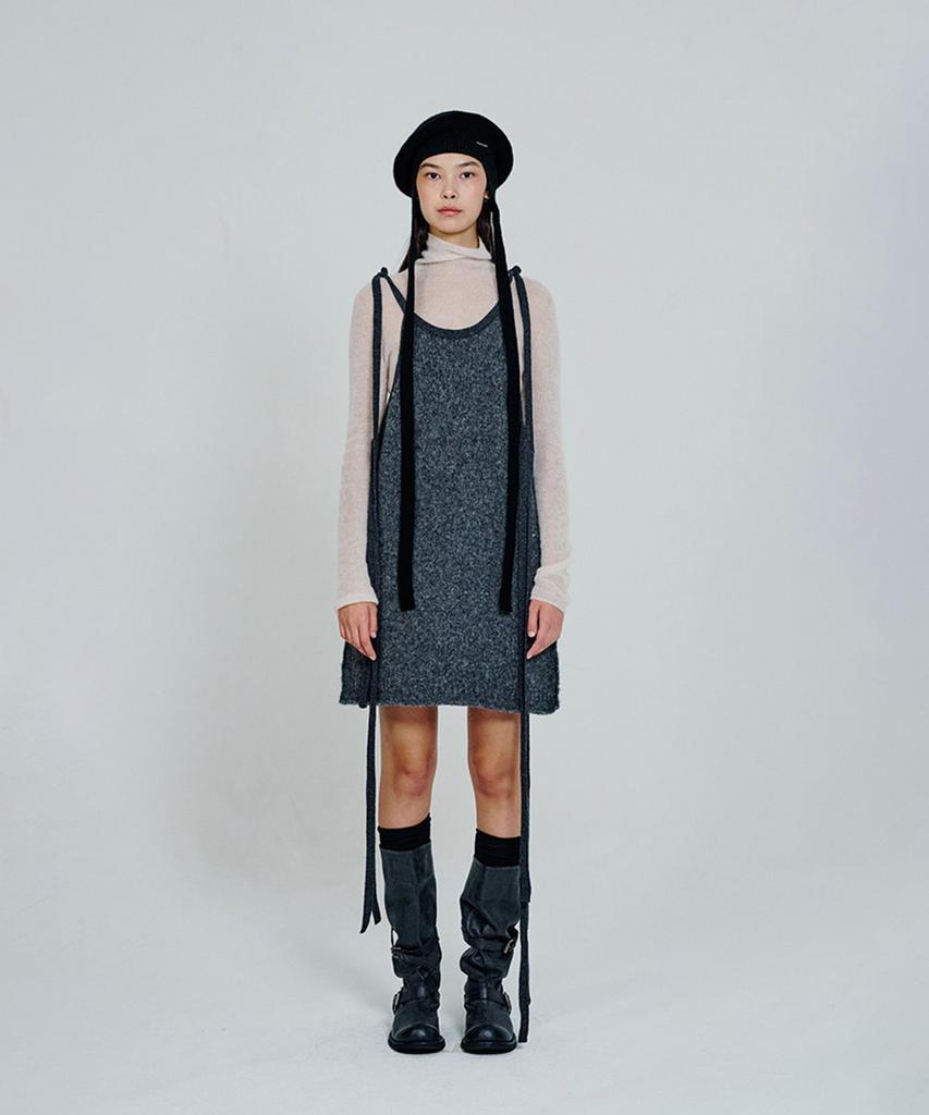 Deoaeteus Strap Detail Knit Mini Dress_Grey