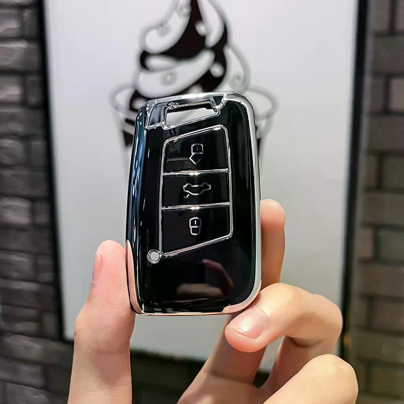 Новый чехол из ТПУ Smart с 3 кнопками для ключей от машины, чехол для VW Volkseagen Passat B8 Magotan для Skoda Superb A7 Kodiaq Seat Shell Fob