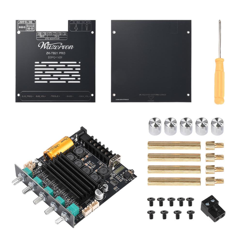 ZK-TB21 PRO 2.1-канальная Bluetooth-плата усилителя TPA3116D2 50 Вт×2+145 Вт Сабвуфер DC12-24V USB Беспотерьковое декодирование аудио