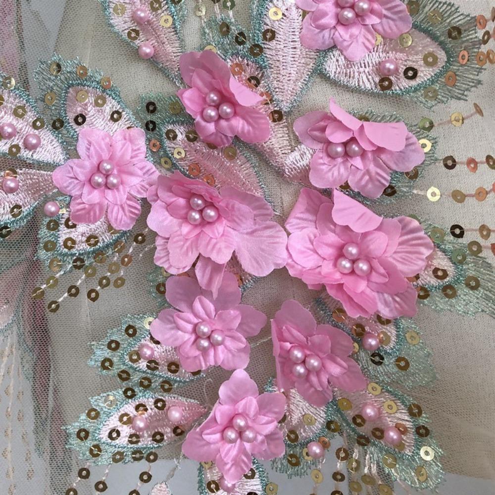 3D Cloth Sticker Bead Phoenix Tail Flower Clothing Sew Patches Floral Lace Fabrics Applique Skirt