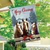 Merry Christmas Double-Sided Garden Flag - Polyester Outdoor Yard Decoration Seasonal Horse and Snowflake Design, Durable, No Electricity Needed, Fest