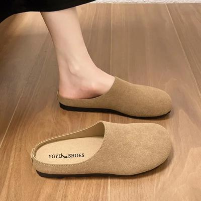 2024 Лидер продаж Новые женские тапочки с круглым носком Осенние новые ретро однотонные женские туфли с плоской подошвой на пятке Zapatos Mujer