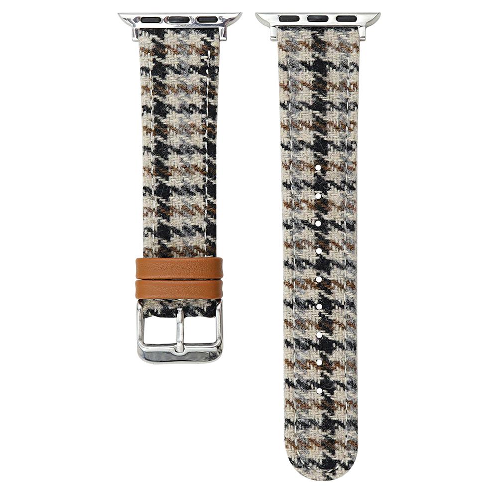 Watch Band For Apple Watch Series 10 Ultra 9 8 7 SE 6 5 4 3 2 1 46mm 49mm 45mm 44mm 42mm Vintage Wool+Leather Strap