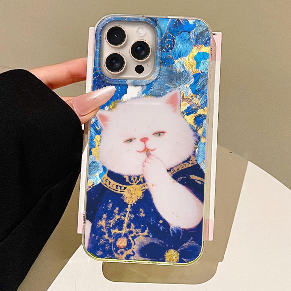 Retro Lucky Cute Cat Flower Girls Phone Case for Iphone 16 15 14 7 8 Plus 13 11 12 Pro Max X XS XR SE 2022 2020 16e Back Cover
