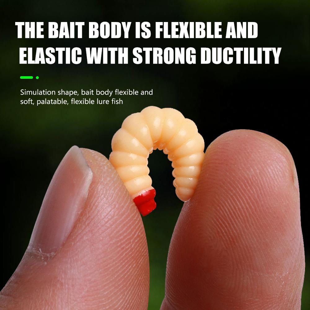 50 шт./пакет, мини-приманка для хлеба, червячная приманка, светящаяся личинка, мягкая рыболовная приманка с рыбным и мускусным запахом