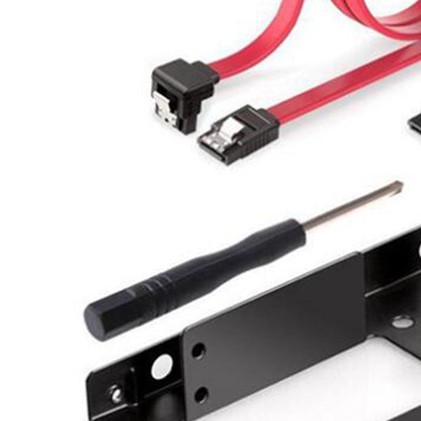 Двухсекционный кронштейн из черного металла: Монтажный набор для SSD-накопителей и жестких дисков 2,5" - 3,5"