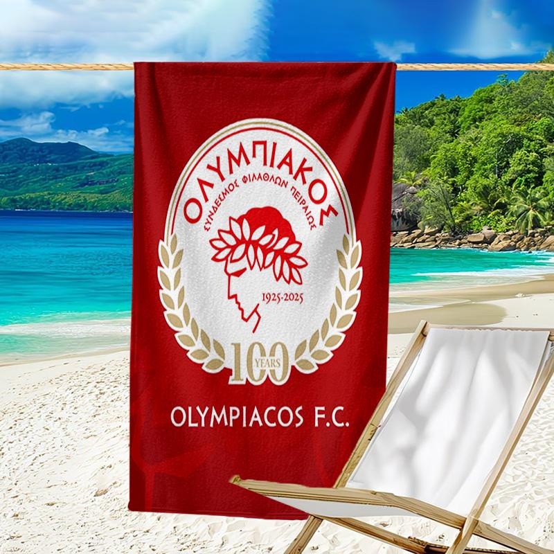 Olympiacos Fc: Red And Black Pride Microfiber Beach Towel, Lightweight And Quick-Dry, for Summer Travel, Beach Essential, Swimming Pool Outdoor