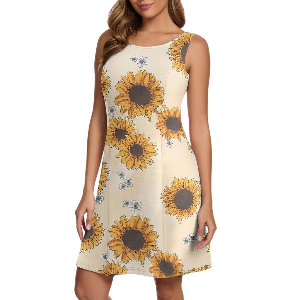 Женские повседневные модные платья-жилеты с цветочным принтом